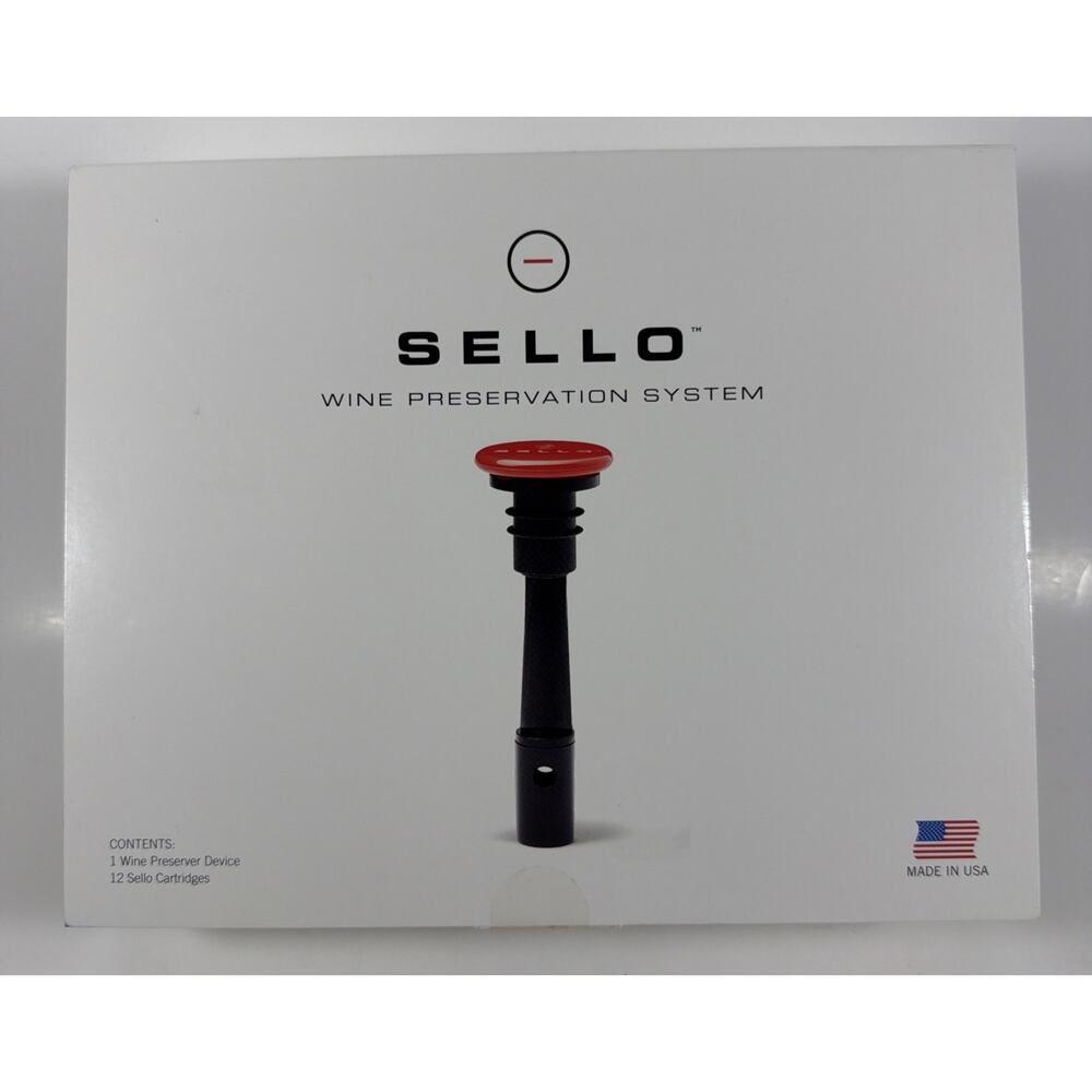 Sello Wine Preservation System - 1 Wine Preserver & 12 Sello Cartridges - New